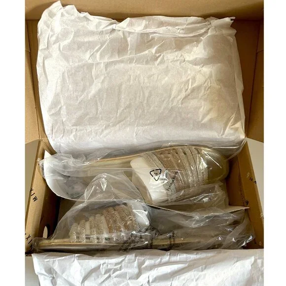 Mix No. 6 Zail Lt Gold Slip On Sandals with Rhinestones Size 8.5 NEW in BOX - Picture 7 of 9